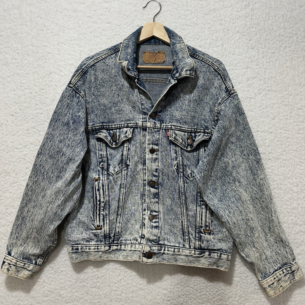 Vintage 1980s Levi's Acid Wash‎ Denim 70507-0510 Made in USA Large Jacket